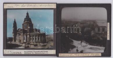 cca 1900 Budapest 2 db üveg-dia / Vintage qlass-photos 9x9 cm