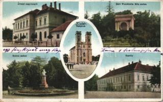 Kisbér az Állami Nagyvendéglővel, Báró Wenckheim Béla és Kozma szobrával