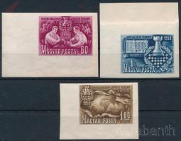 1950 Sakk I. vágott ívszéli sor / Mi 1092-1094 imperforated margin set