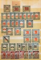 1915-1987 522 db portóbélyeg sorokkal, másodpéldányokkal, 8 lapos, kisméretű berakóban