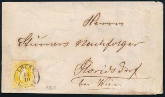 1867 Komplett 2kr nyomtatvány "LŐCSE" bélyegzéssel Floridsdorfba, kiállítási minőségben