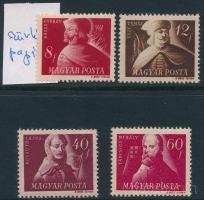 1947 Szabadsághőseink 4 db bélyeg szürkés papíron (40f saroktörés / folded corner)