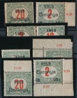 Baranya I. 1919 8 db Pirosszámú zöldportó bélyeg, Bodor vizsgálójellel