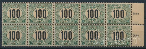 1903 Zöldportó (I.) 100f ívszéli 10-es tömb (60.000)
