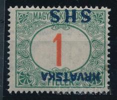 SHS 1918 Portó 1f fordított felülnyomással (35.000) Bodor vizsgálójellel + Certificate: Zrinjscak