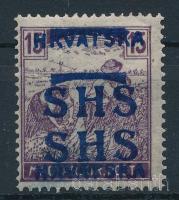 Megszállási kiadások SHS 1918 Arató 15f kettős és elcsúszott felülnyomással, Bodor vizsgálójellel