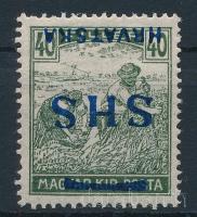 Megszállási kiadások SHS 1918 Arató 40f fordított felülnyomással, Bodor vizsgálójellel