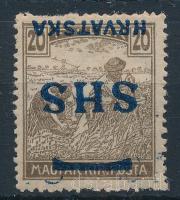 Megszállási kiadások SHS 1918 Arató 20f fordított felülnyomással, Bodor vizsgálójellel