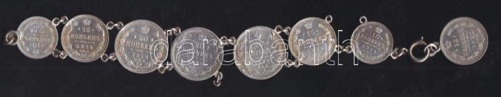 Cári Oroszország 1886-1914. 10K Ag (2x) + 15K Ag (3x) + 20K Ag (3x) karkötőként összefűzve T:2,3
