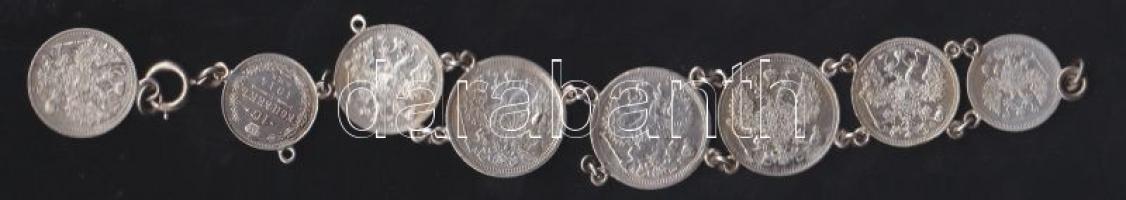 Cári Oroszország 1886-1914. 10K Ag (2x) + 15K Ag (3x) + 20K Ag (3x) karkötőként összefűzve T:2,3