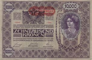 Ausztria 1918. 10000K (2x) piros vízszintes "Deutschösterreich" fny-sal, II. kiadás T:II,I...