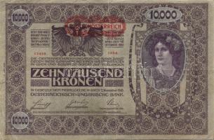Ausztria 1918. 10000K (2x) piros vízszintes "Deutschösterreich" fny-sal, II. kiadás T:II,I...
