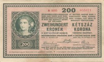 1918. 200K "sima" hátlap, "Szegedi Kézműves Bank" szárazbélyegzővel (hamis?!) T:III