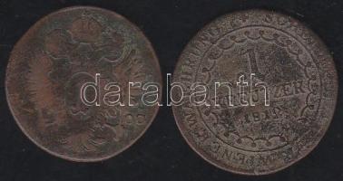 Ausztria magyar verdejel 1800B 1kr T:3, 1812B 1kr T: 2/3