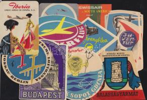 19 b magyar és külföldi hotelcímke, főként az 1970-es évekből