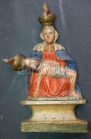 XIX. század Faragott, festett, fa Pieta 15x28 cm