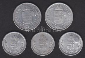 1941-1944. 1P (3x) + 2P (2x) "címer" ellenjeggyel T:3