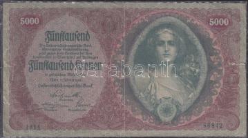 Ausztria/Osztrák-Magyar Bank 1922. 5000K T:III beszakadás
