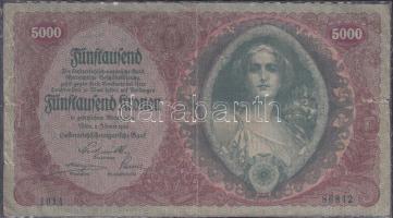 Ausztria/Osztrák-Magyar Bank 1922. 5000K T:III beszakadás