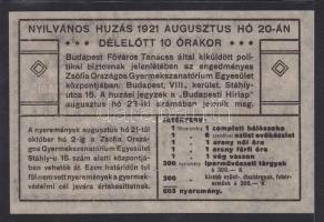 1921. "Balatonszabadi és Balatonalmádi Gyermekszanatóriumok" sorsjegy T:I