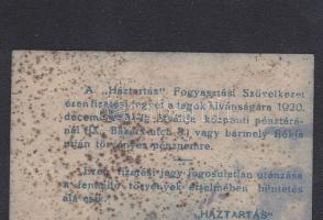 1920. Háztartás Fogyasztási Szövetkezet 20f T:II- foltos