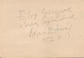 1957 Bernáth Aurél festőművész saját kezű dedikációja füzetlapon