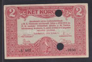 Kecskemét 1919. 2K kettős érvénytelenítő lyukasztással! T:II