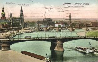 Dresden Carola bridge with church and opera