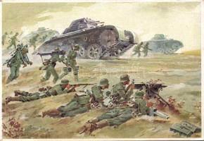 Military WWII German panzer artist signed (EB)