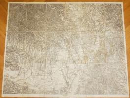 cca 1900 Kassa és környéke vászon katonai térkép nagyon szép állapotban / Kosice and environ canvas military map in good condition 60x70 cm