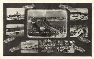 Budapest Szabadság híd Újjáépítve 1946 (ragasztónyom)