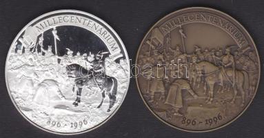 1996. "Millecentenárium" Ag (999) emlékérem 15,56g + Br változata T:PP,1 Díszdobozban!