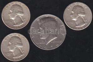 USA 1974. 1/2$ + 1952-1964. 1/4$ (3x) Ag T:2,3