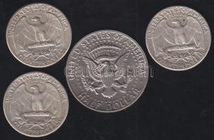 USA 1974. 1/2$ + 1952-1964. 1/4$ (3x) Ag T:2,3