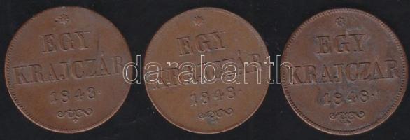 1848. 1kr (3x) T:2,2-