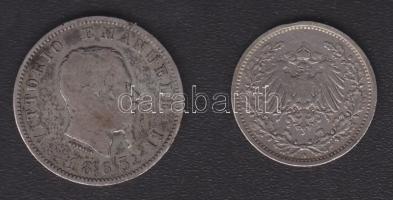 Olaszország 1863M-BN 1L Ag T:3 + 1905A 1/2M Ag T:3