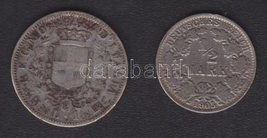 Olaszország 1863M-BN 1L Ag T:3 + 1905A 1/2M Ag T:3