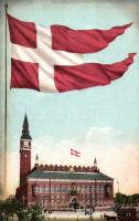 Copenhagen City Hall with Danish flag