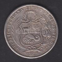 Peru 1869. 1S Ag T:3+ pici ph.