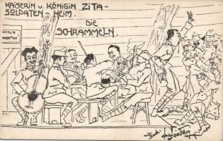 Military band in the Zita camp cartoon s: Rudi Kristey