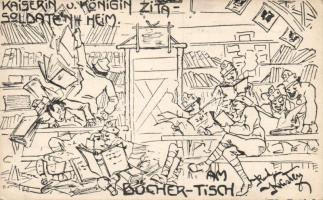 Library in the Zita camp cartoon s: Rudi Kristey