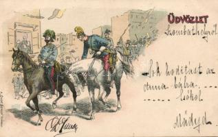 Cavalrymen litho