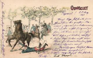 1898 Cavalrymen litho