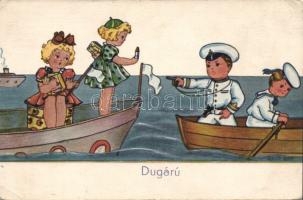 Humorous children card, sailors s: Zsolt Edit, Dugárú, humoros gyerek lap, matrózok s: Zsolt Edit