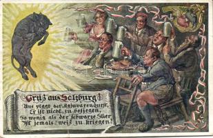 Salzburg pub scene s: Hubert Zwickle (glued on cardboard)