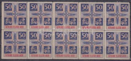 Katolikus ellátási akció 50f segélybélyeg tízes tömb