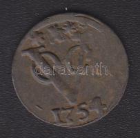 Holland Kelet-India/Egyesült Kelet-Indiai Társaság 1754. 1 Duit T:3 + tanúsítvány!