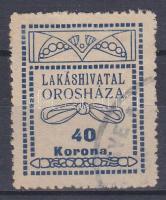 Orosháza Lakáshivatal 40K okmánybélyeg