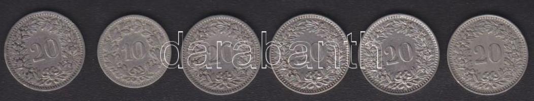 Svájc 1884-1947 5R (8x) + 10R (5x) + 20R (13x) sok klf évszámú köztük T:2,2/3,3 összesen 26db!