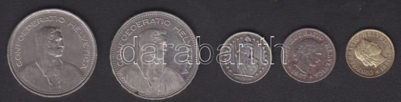 Svájc 1907-1981 5R, 10R, 1/2 Fr, 5Fr (2x) T:exPP,2,3